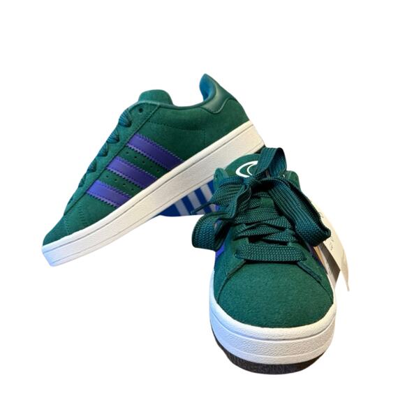 adidas Shoes - adidas Teal Green Suede Sneakers with Purple Stripes